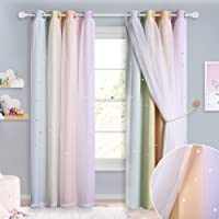Los mejores  - NICETOWN Cortinas Blackout Curtains con Rayas de Arco Iris Velo Blanco de Doble Capa para Habitación Infantil- Salón y…